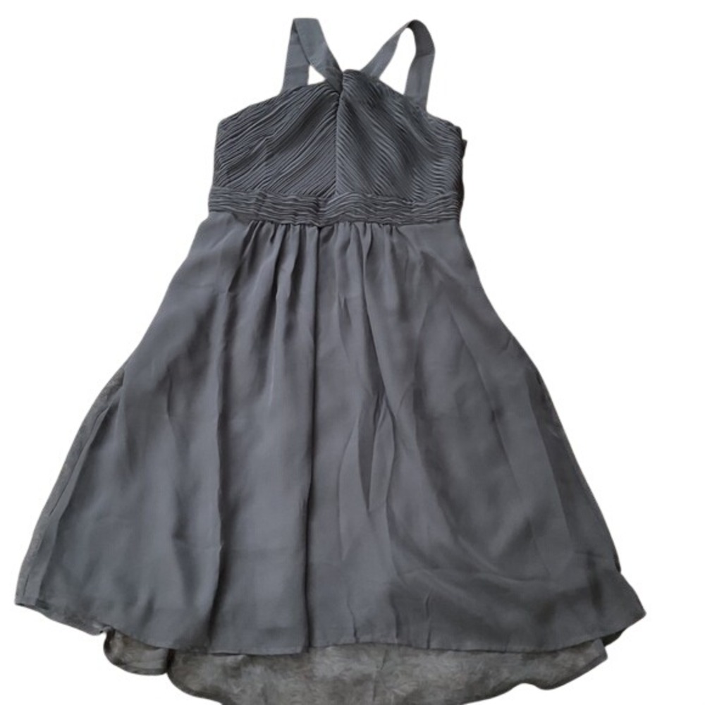Tevolio Gray‎ Pleated Halter High-Low Cocktail Dress with Pockets size 4